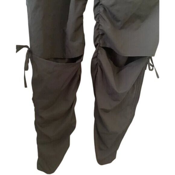 Shein Womens Black Drawstring Ruched Cut-Out Knee High-Waisted Pants Size M - Picture 5 of 14